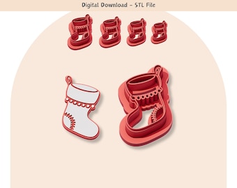 Christmas Stocking Clay Cutter: Jewelry & Cookie Designs (Digital STL File)
