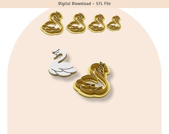 Swan with Crown Clay Cutter: Jewelry & Cookie Design (Digital STL File)