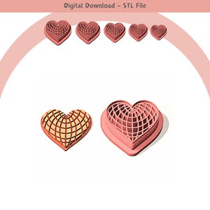 Valentine Heart Clay Cutter: Jewelry & Cookie Design (Digital STL File)