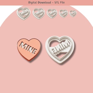 Valentine Heart Mine Clay Cutter for Polymer Clay | Digital STL File | Clay Tools | 5 Sizes Clay Cutters, 2 Cutter Versions