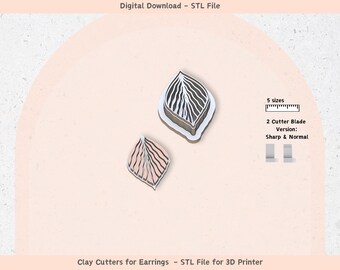 Juego de cortadores de pendientes de arcilla polimérica STL: Diseño minimalista moderno (descarga digital)
