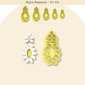 Floral Clay Cutter: Polymer Clay Jewelry & Cookie Designs (Digital STL File)