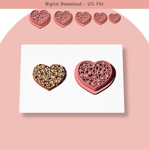 Valentine Heart Clay Cutter: Jewelry & Cookie Designs (Digital STL File)