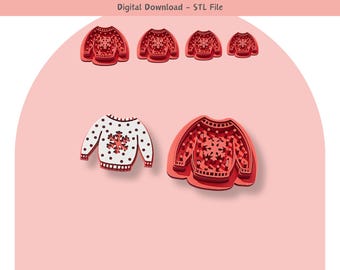 Christmas Jumper Clay Cutter: Jewelry & Cookie STL File (Digital Download)