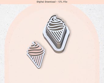 Ice Cream Clay Cutter: Polymer Clay Jewelry & Cookie Designs (Digital STL File)