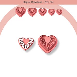 Valentine Heart Clay Cutter: Polymer Clay Jewelry & Cookie Designs (Digital STL File)