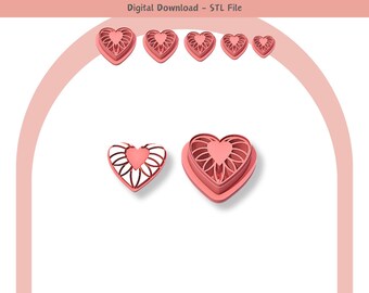 Valentine Heart Clay Cutter: Polymer Clay Jewelry & Cookie Designs (Digital STL File)