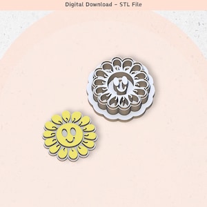 Happy Flower Clay Cutter: Jewelry & Cookie Design (Digital STL File)