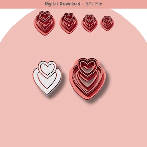 Valentine Heart 03 Clay Cutter for Polymer Clay | Digital STL File | Clay Tools | 4 Sizes Clay Cutters, 2 Cutter Versions