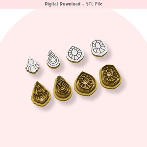 Coupe-boucles d'oreilles en pâte polymère : 4 formes uniques (fichier STL numérique)