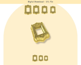 Vintage Frame Clay Cutter: Abstract Design, 7 Sizes (Digital STL File)