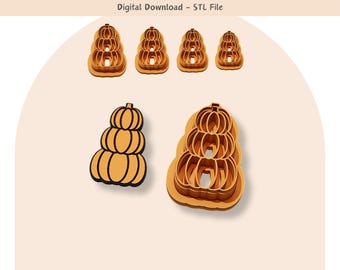 Triple Pumpkin Clay Cutter: Halloween Jewelry/Cookie STL File (Digital Download)
