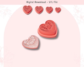 Heart Mandala Clay Cutter: Jewelry & Cookie Design (Digital STL File)
