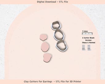 Juego de cortadores de aretes de arcilla polimérica (STL): Diseño minimalista moderno (Descarga digital)