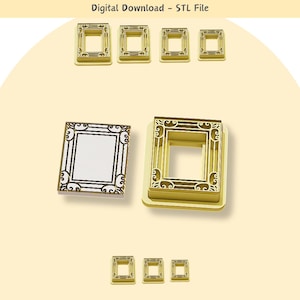 Vintage Frame Clay Cutter: Abstract Design, 7 Sizes (Digital STL File)