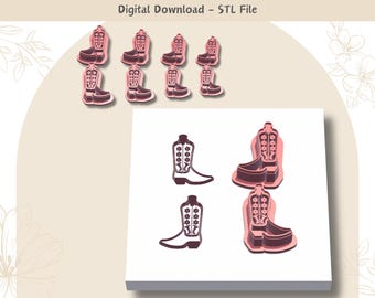 Cowboy Boots Clay Cutter: Polymer Clay Jewelry & Cookie Designs (Digital STL File)