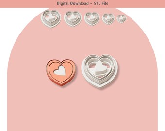 Valentine Heart Clay Cutter: Polymer Clay Jewelry & Cookie Designs (Digital STL File)