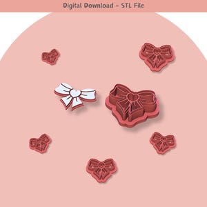 Bow Clay Cutter: 5 Sizes for Polymer Clay Jewelry, Cookie Designs (Digital STL File)