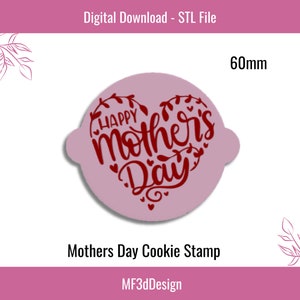 Mother&#39;s Day Cookie Embosser Stamp: Fondant & Icing (STL File)