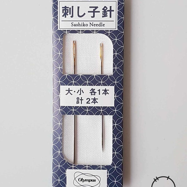 Olympus Sashiko needle for sashiko embroidery projects, two needles for sashiko threader, original from japan