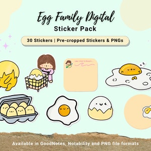 Egg Family Digital Sticker Pack | Digital Stickers | Notability and GoodNotes Compatible | Pre-cropped PNGs