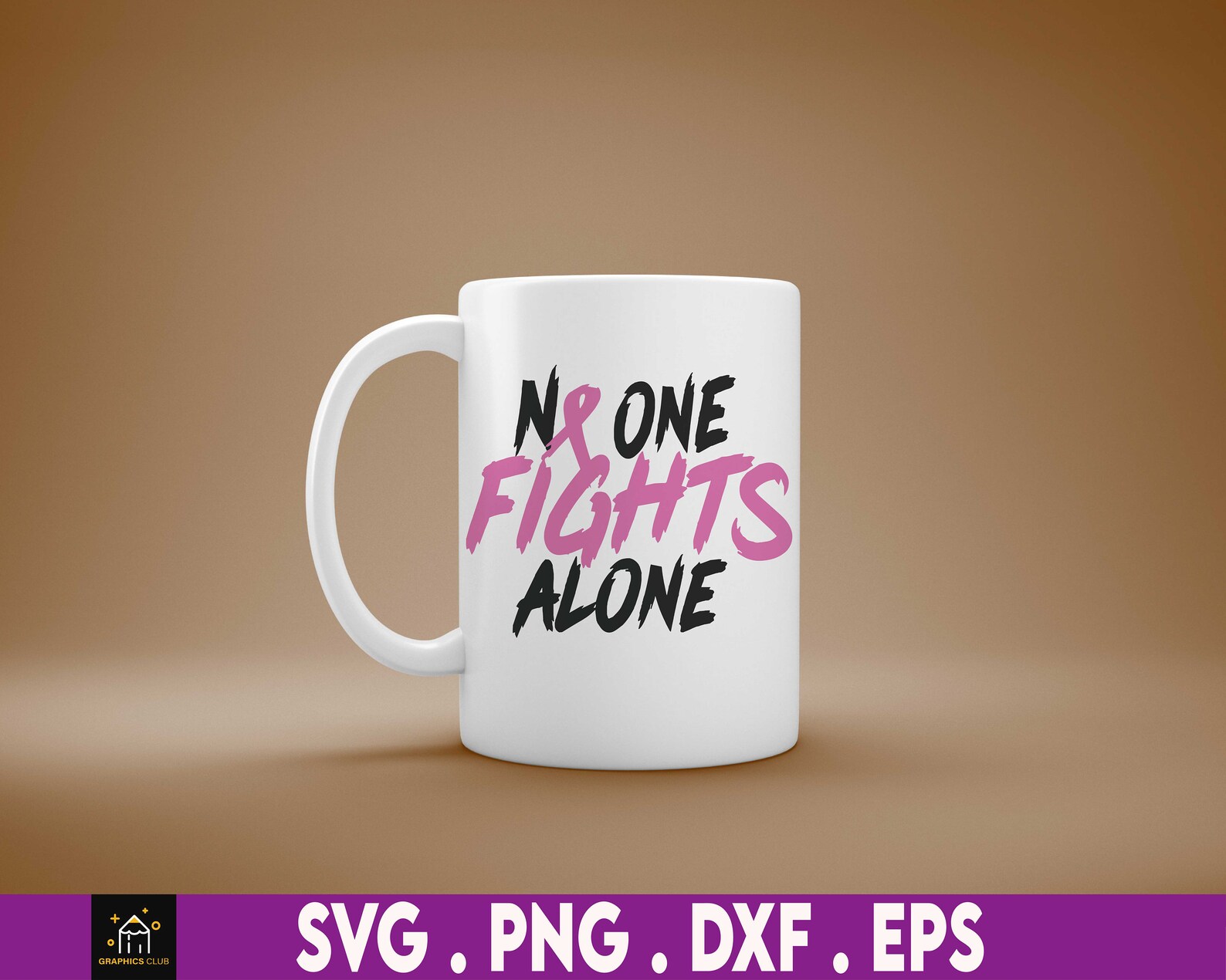 No One Fights Alone Svg Png Pink Ribbon Warrior Breast - Etsy