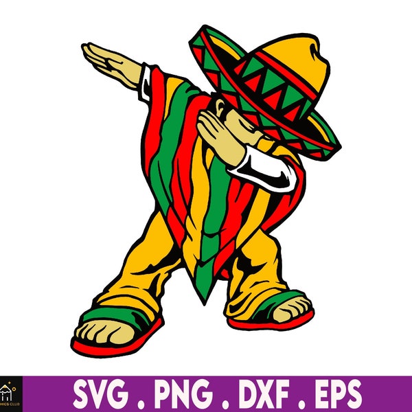 Cinco De Mayo Kids Svg, Funny Mexican Wearing Hat Sombrero Svg Cricut Sublimation Design, Dabbing Mexican Poncho Svg, Mexican Fiesta Svg,