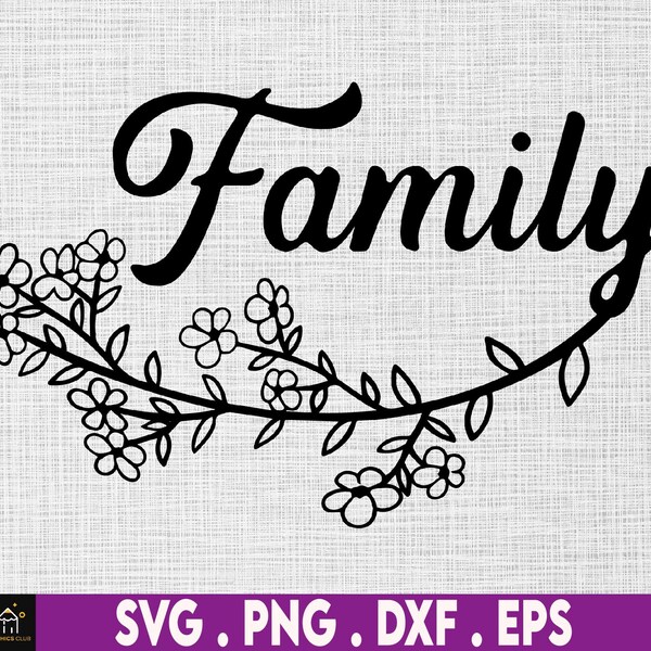 Family Cursive SVG, Word Art svg, Cut File for Cricut, Family Wall Decor SVG, Family SVG, Family Design svg, Hand-lettered Family Design svg