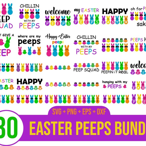 Easter Peeps Svg Bundle, Peeps svg, peeps svg files, Peeps PNG, Treats For My Peeps svg, Chillin with my peeps svg, easter bundle svg