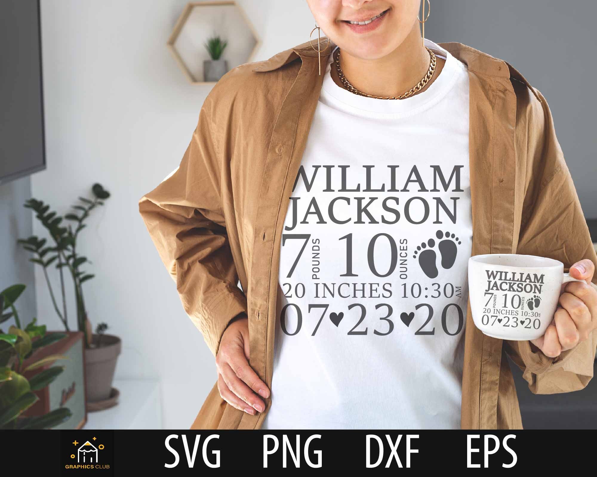 Baby Birth Announcement Template Svg Free Font Birth Stats - Etsy Australia