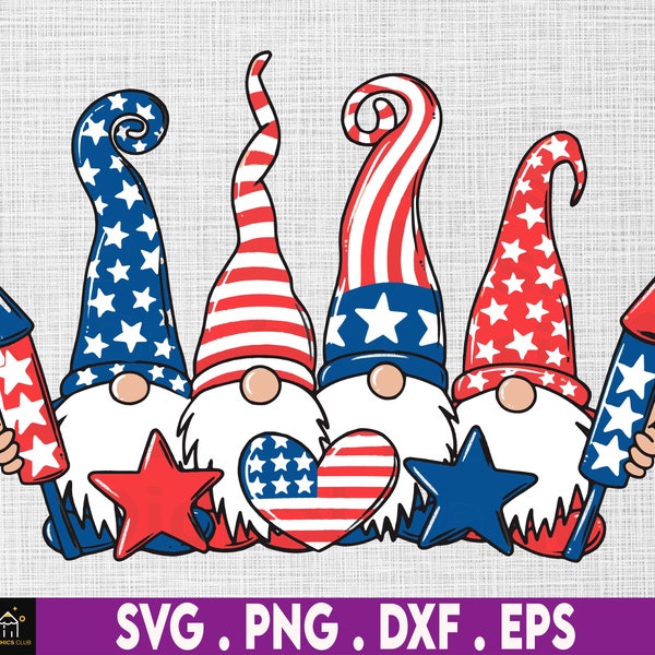 Funny Gnomes Patriotic American Flag Cute Gnomes 4th Of July Svg, Independence Day, Merica Svg, Svg, Png Files For Cricut Sublimation