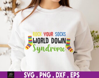 Rock Your Socks Down Syndrome Svg, WDSD, Sensibilisation au syndrome de Down, Down Trisomie 21, We Wear Blue And Yellow, Lucky Few, 21 mars