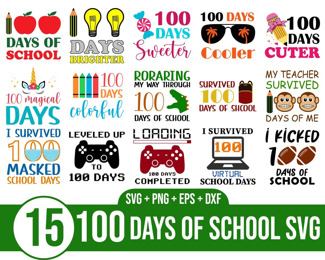 100 Days of School SVG Bundle 100th Day of School Svg 100 Etsy