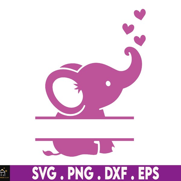 Baby Elephant SVG, Baby Boy, baby girl cut file, Baby Shirt, Animal svg,  Cute Girl Elephant with heart monogram svg, Elephant Baby Shower