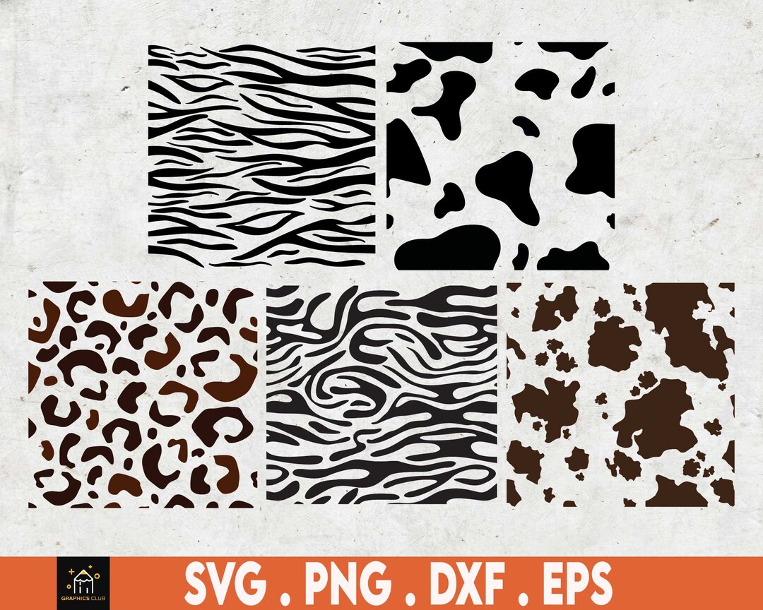 Animal Prints Svg Bundle Cow Print Svg Cow Print Png Tiger Etsy