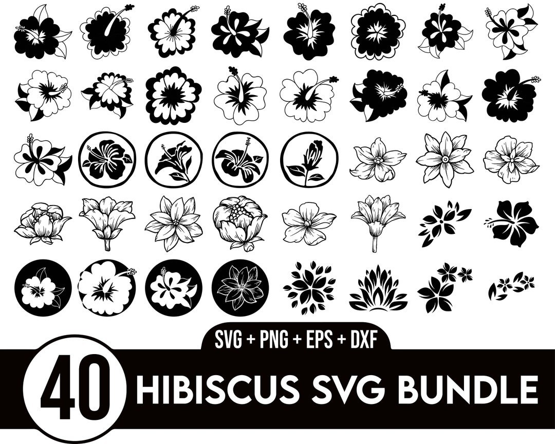 Hibiscus Svg Bundle Hawaii Flower Flower Svg Floral Svg - Etsy