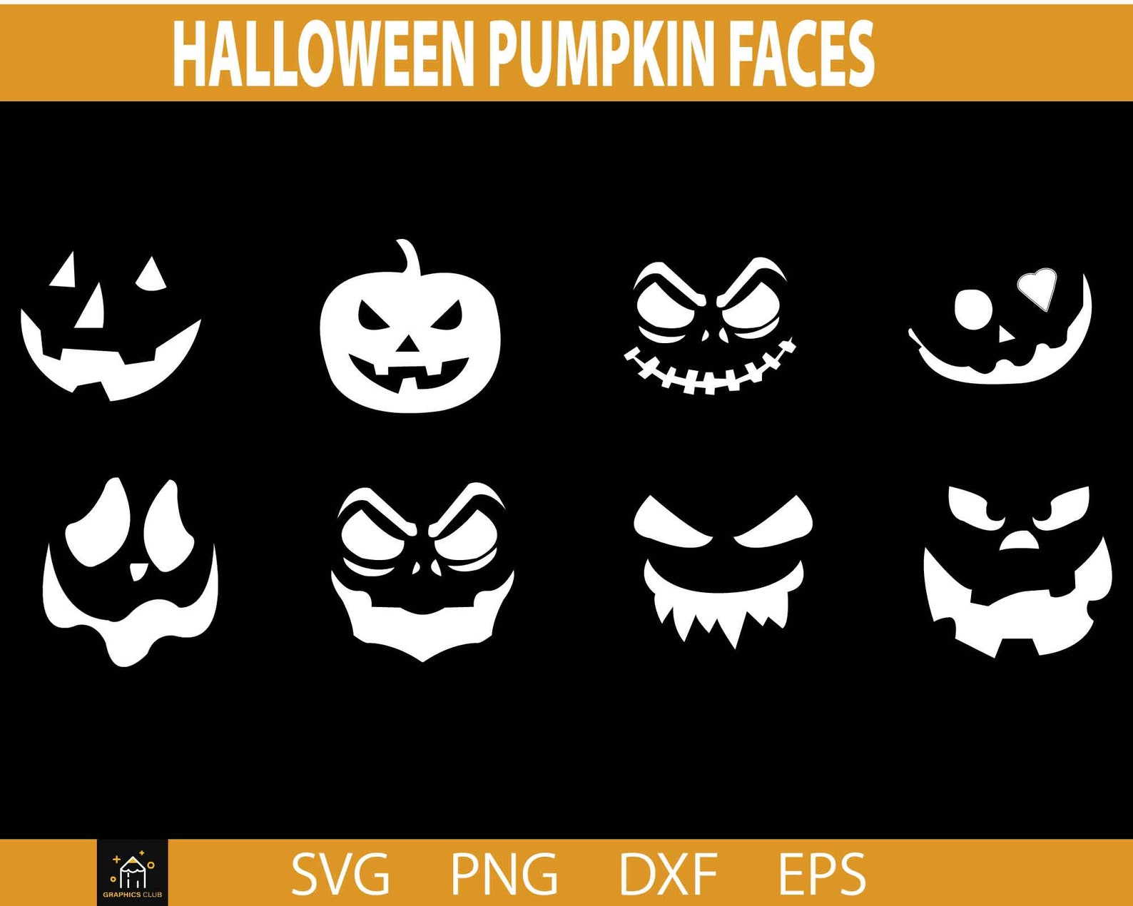 Pumpkin Face Svg Bundle Jack O Lantern Faces Halloween - Etsy