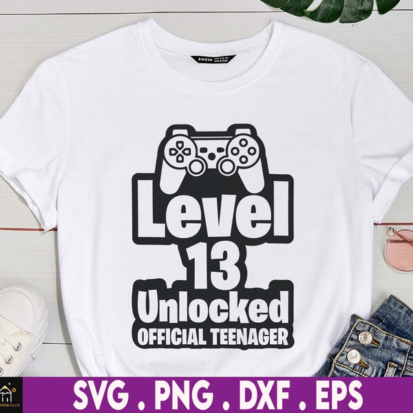 Level 13 Unlocked Funny Video Gamer 13th Birthday Svg, Funny Gaming Svg, Videogame Player, Game Player, Cool Gift For Gamers