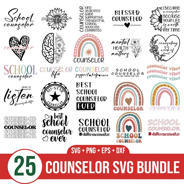 Counselor SVG Bundle, School Counselor Svg, Counselor shirt svg, Counselor Life Teacher shirt Svg, Counselor Squad Svg, Retro Counselor Svg