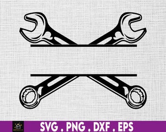 Crossed Wrenches svg, Split Monogram svg, Name Frame svg, Instant Digital Download files included!