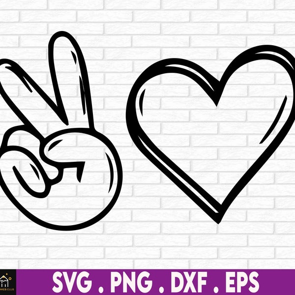 Peace and Love svg, Peace Hand, Peace Sign, Signal, Heart, Instant Digital Download - svg, png, dxf, and eps files included!