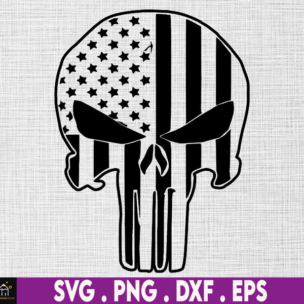 The Punisher Flag svg, The punisher svg - Printable, Cricut & Silhouette files, Punisher svg, Punisher skull svg, skull svg, sugar skull svg