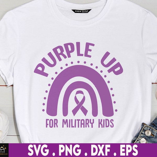 Purple Up For Military Kids Svg, Rainbow Purple Svg, Veteran Of US Army, Proud Army Family Svg, Military Soldier Svg, Military Child Svg