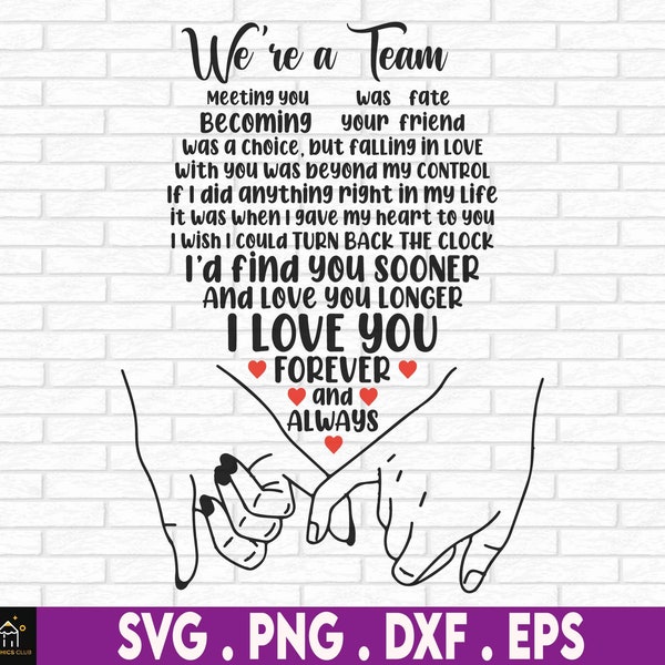 Custom Name We Are A Team Promise Hand In Hand Svg, Anniversary Gift Husband And Wife, Anniversary, Husband and Wife Svg, Valentine's Couple