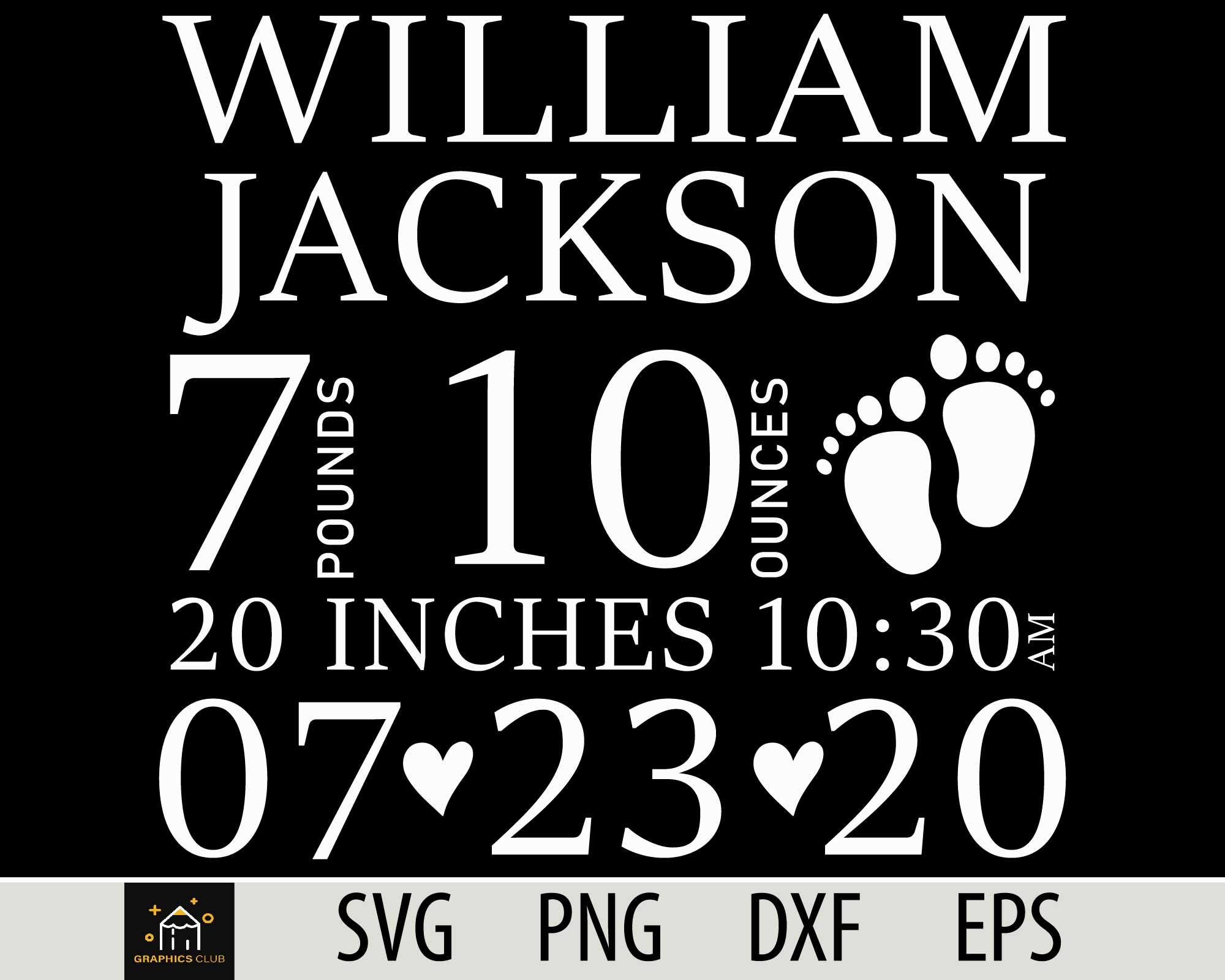 Baby Birth Announcement Template Svg Free Font Birth Stats - Etsy Australia