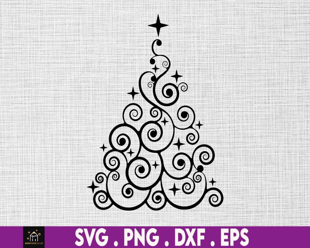 Swirly Christmas Tree SVG, Christmas Tree SVG Cut Table Design,svg,dxf