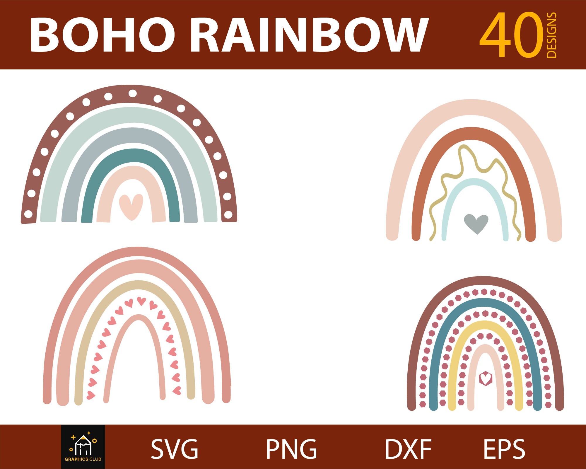 Boho Rainbow Svg Bundle Rainbow Svg Cute Rainbow Svg Boho - Etsy