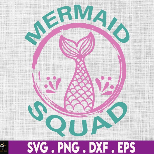 Mermaid Squad Svg, Mermaid Girl Svg, Mermaid Party Svg, Happy Birthday Svg, Birthday Girl Svg