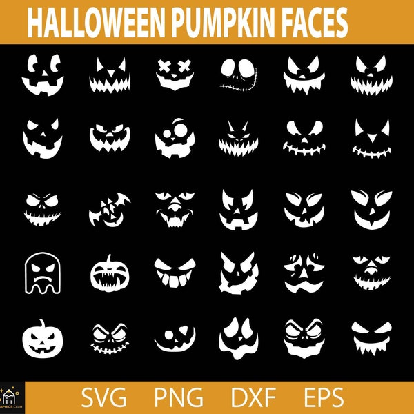 Pumpkin Face Svg Bundle, Jack O Lantern faces, Halloween pumpkins faces, Pumpkin Faces Clipart, Pumpkin Faces Cut File, Halloween face svg