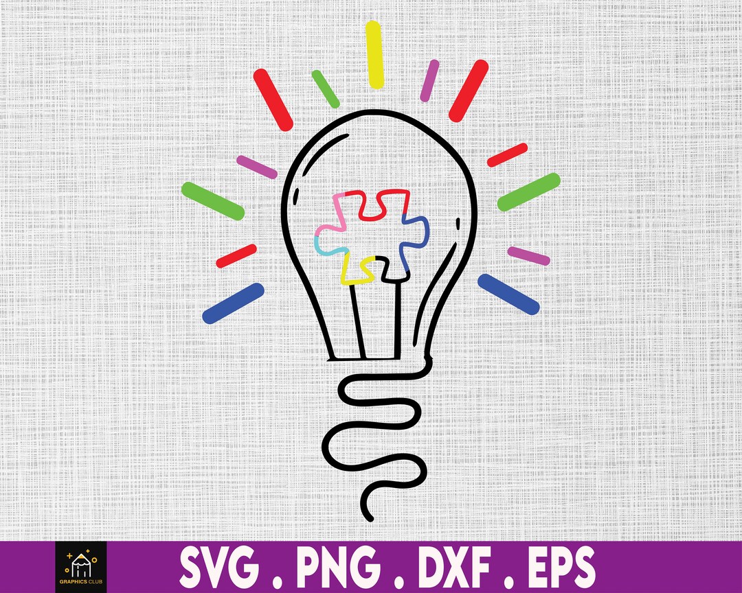 Autism Light Bulb Svg, Puzzle Piece Svg, Autism Support, 2nd April Svg ...